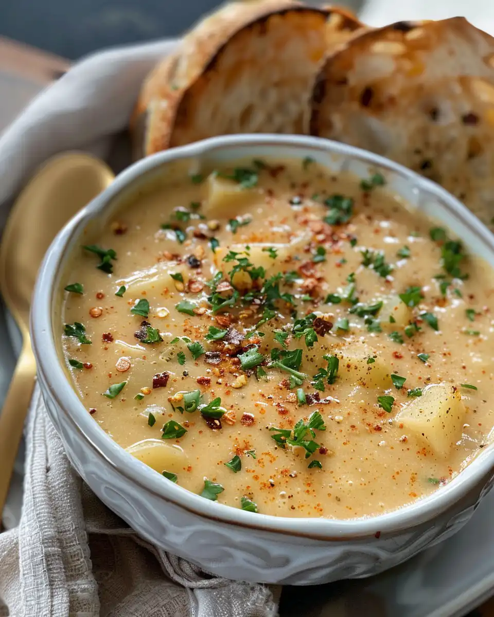 Pressure cooker releasing steam for creamy Cajun potato soup