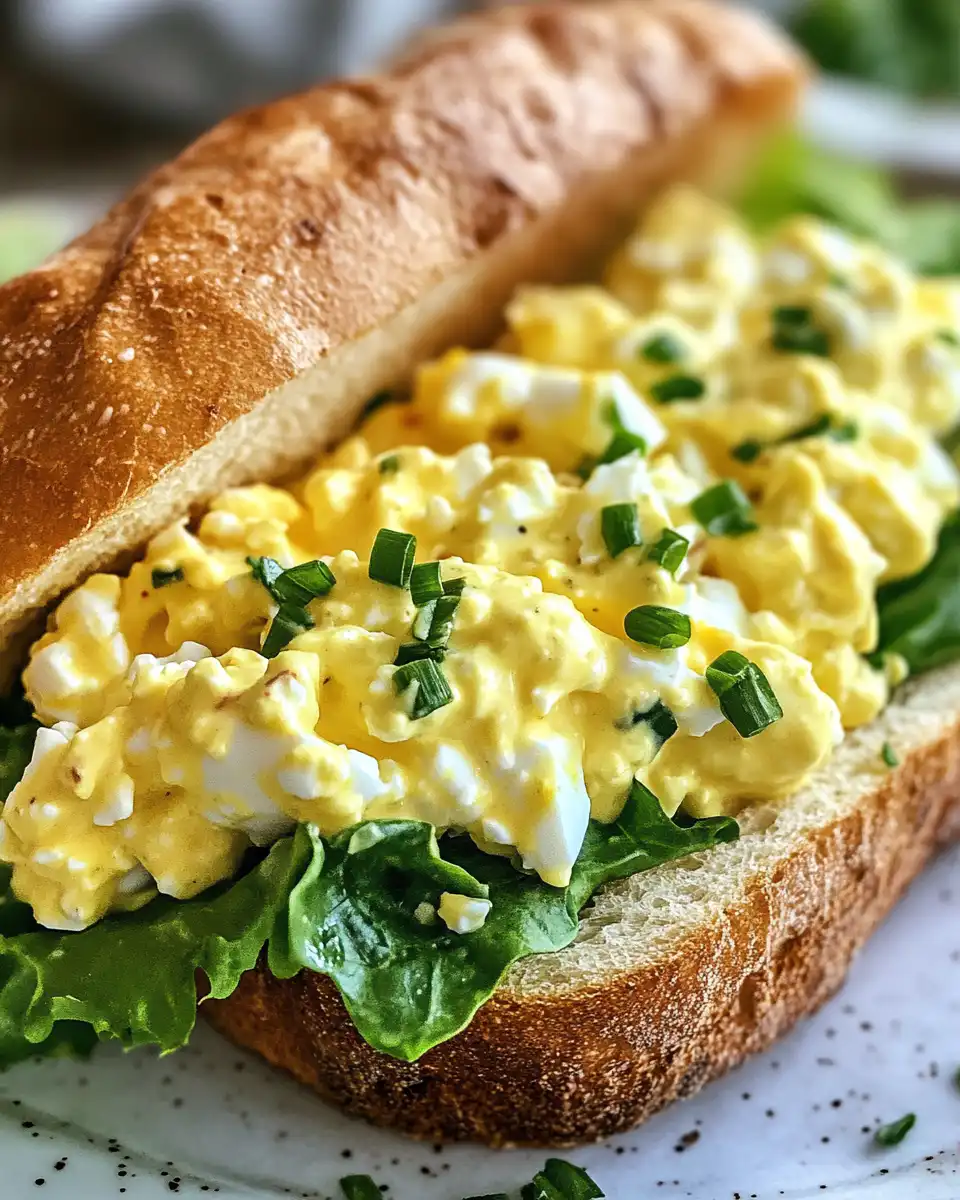 Completed cottage cheese egg salad sandwich served on a plate