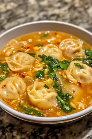 Creamy Thai Dumpling Soup taken with iphone 15 pro max --iw 2 --ar 4:5 --v 6.1 --raw