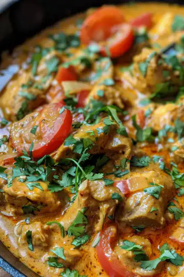 Creamy Turkish Chicken Recipe taken with iphone 15 pro max --iw 2 --ar 4:5 --v 6.0 --raw