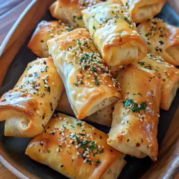 Crispy Baked Feta Rolls with Chili Honey taken with iphone 15 pro max --iw 2 --ar 4:5 --v 6.0 --raw