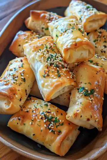 Crispy Baked Feta Rolls with Chili Honey taken with iphone 15 pro max --iw 2 --ar 4:5 --v 6.0 --raw