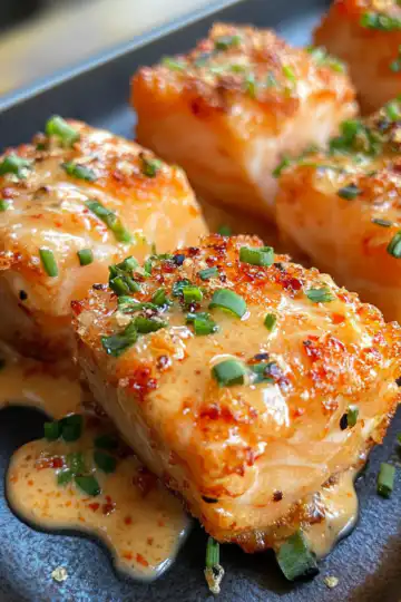 Crispy Bang Bang Salmon Bites taken with iphone 15 pro max --iw 2 --ar 4:5 --v 6.1 --raw