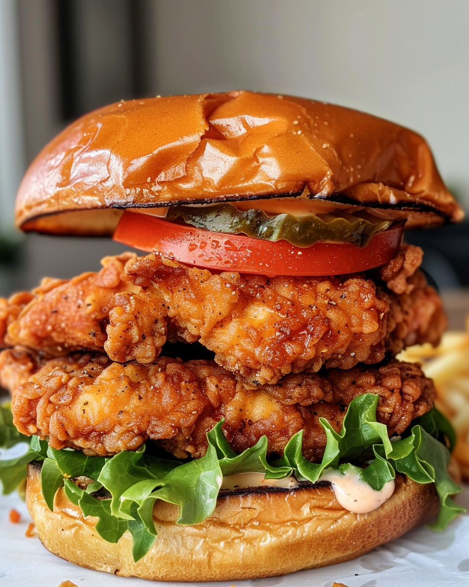 Final plated crispy chipotle chicken tacos topped with cilantro lime ranch