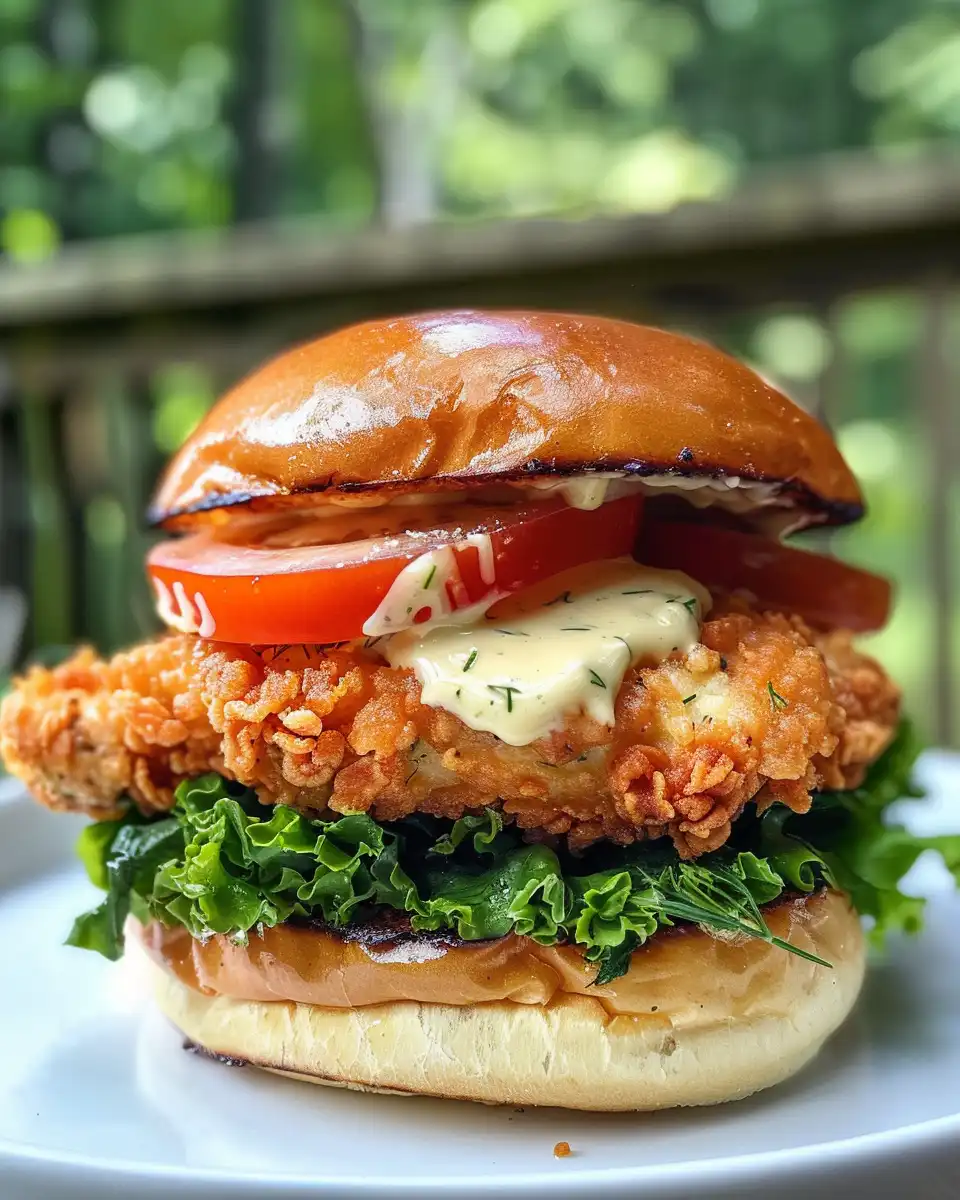 Ingredients for crispy dill chicken sandwich including buttermilk, breadcrumbs, dill, and aioli components