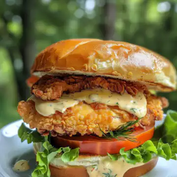 Crispy Dill Chicken Sandwich Recipe with Homemade Aioli taken with iphone 15 pro max --iw 2 --ar 4:5 --v 6.0 --raw