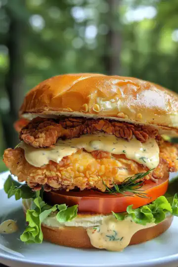 Crispy Dill Chicken Sandwich Recipe with Homemade Aioli taken with iphone 15 pro max --iw 2 --ar 4:5 --v 6.0 --raw