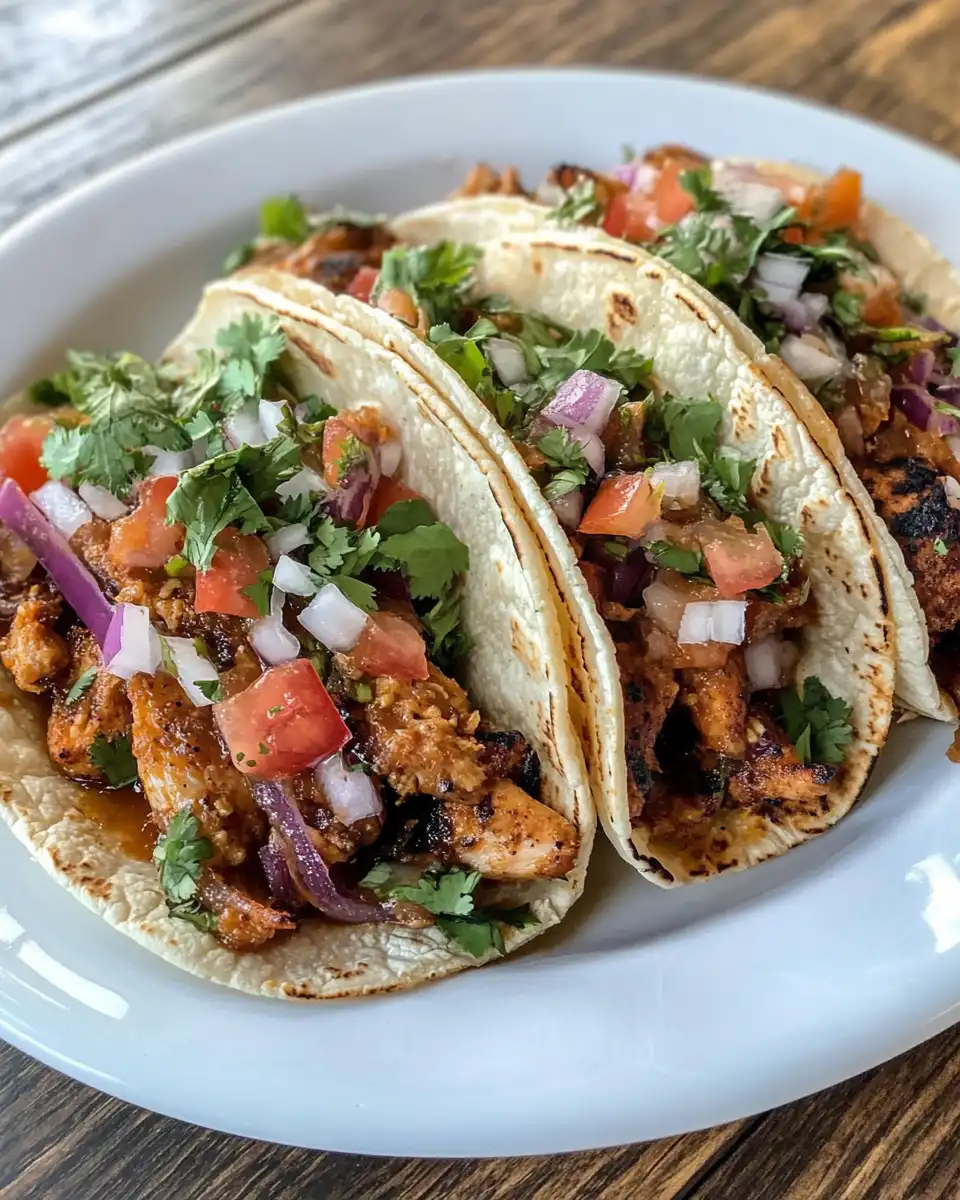 Crispy honey chipotle chicken tacos fresh and ready to eat