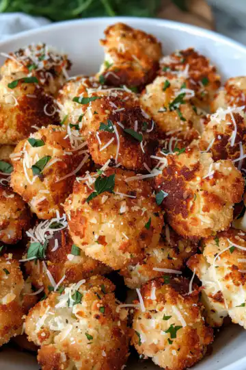 Crispy Parmesan Cauliflower Bites taken with iphone 15 pro max --iw 2 --ar 4:5 --v 6.0 --raw
