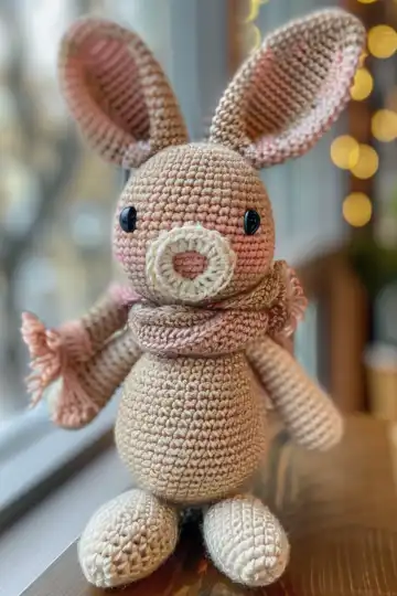 Crochet Amigurumi Bunny taken with iphone 15 pro max --iw 2 --ar 4:5 --v 6.0 --raw