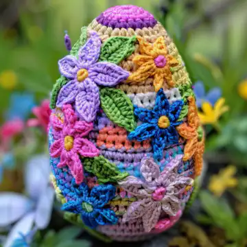 Crochet Easter Egg: A Whimsical Springtime Delight taken with iphone 15 pro max --iw 2 --ar 4:5 --v 6.0 --raw