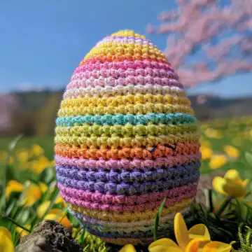 Crochet Easter Egg: A Whimsical Springtime Delight taken with iphone 15 pro max --iw 2 --ar 4:5 --v 6.0 --raw