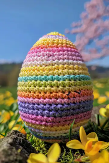 Crochet Easter Egg: A Whimsical Springtime Delight taken with iphone 15 pro max --iw 2 --ar 4:5 --v 6.0 --raw