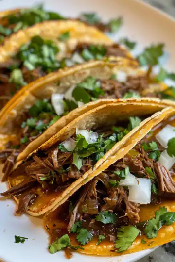 Crock Pot Birria Tacos taken with iphone 15 pro max --iw 2 --ar 4:5 --v 6.0 --raw