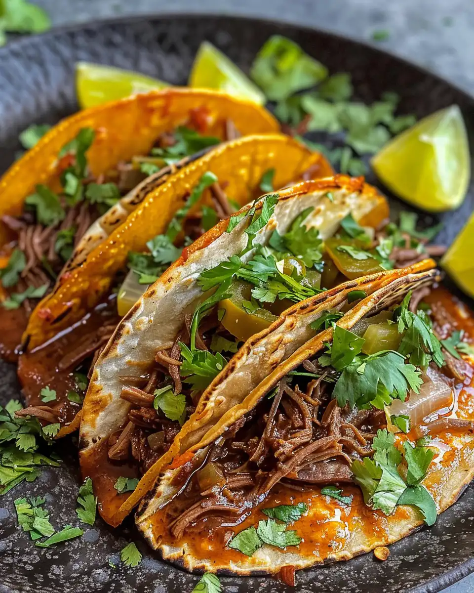 Pressure cooker with Birria Tacos simmering inside