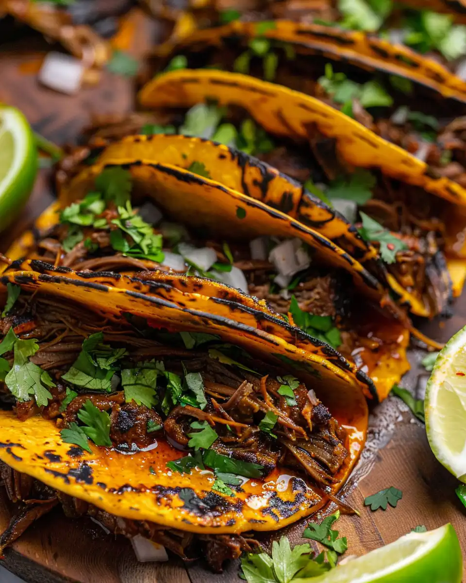 Ingredients laid out for birria tacos in pressure cooker