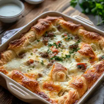 Croissant Breakfast Casserole taken with iphone 15 pro max --iw 2 --ar 4:5 --v 6.1 --raw