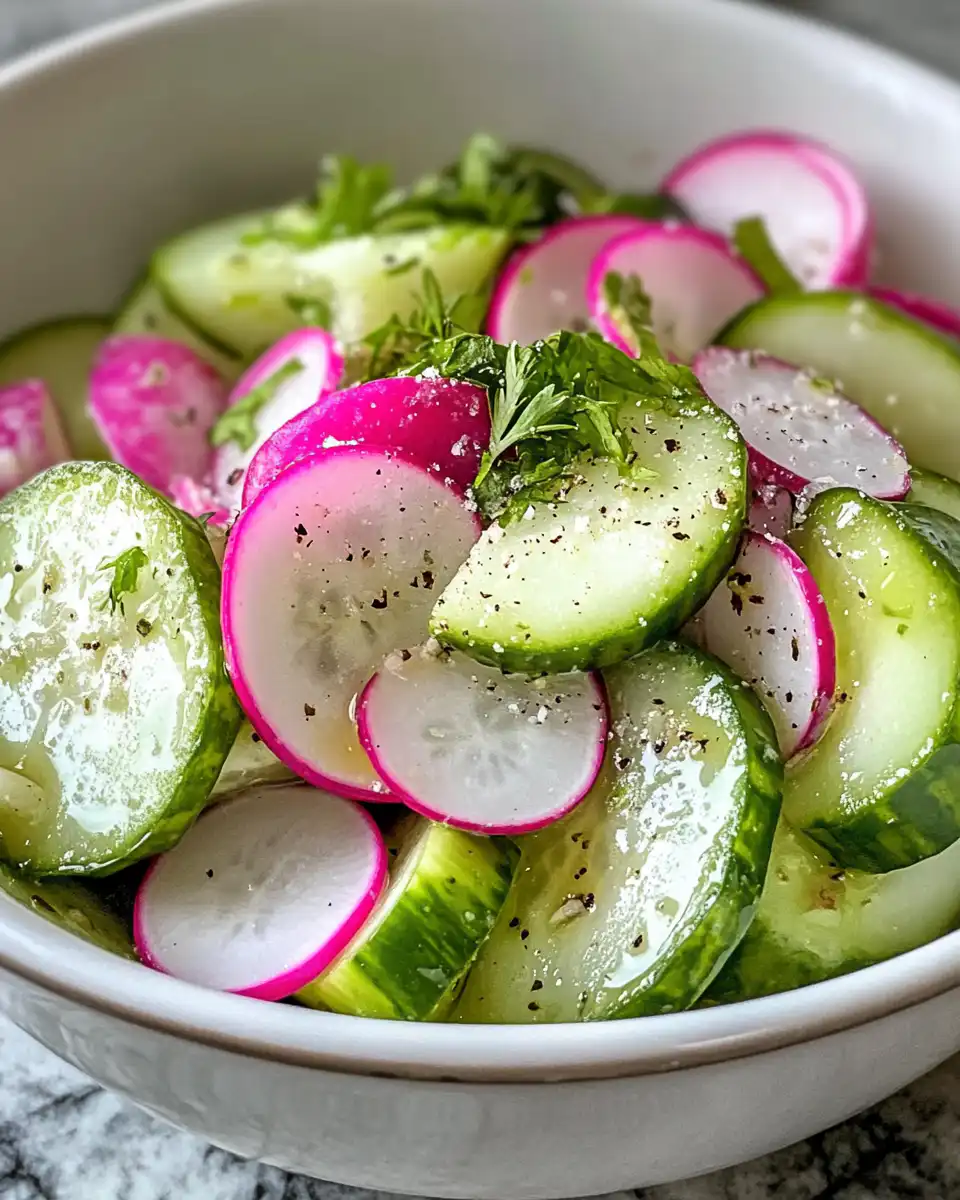 Ingredients for cucumber and radish salad
