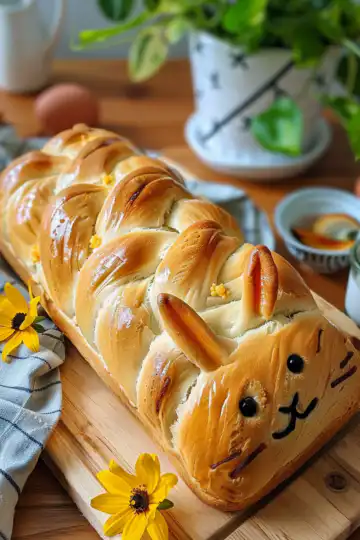 Cute & Easy Easter Bunny Bread taken with iphone 15 pro max --iw 2 --ar 4:5 --v 6.0 --raw