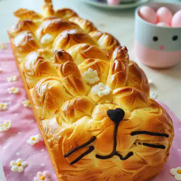 Cute & Easy Easter Bunny Bread taken with iphone 15 pro max --iw 2 --ar 4:5 --v 6.0 --raw