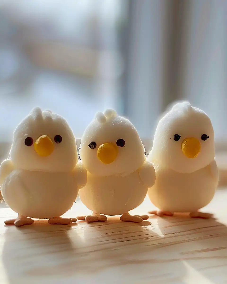 Finished marshmallow chick treats beautifully presented on serving platter