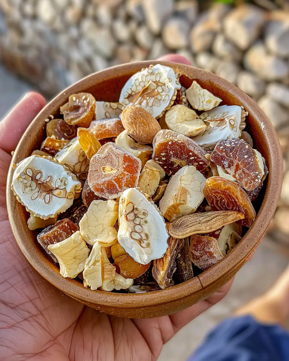 Ingredients for date charoset including apples, walnuts and dates