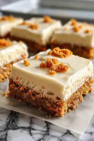 Decadent Carrot Cake Bars with Cream Cheese Frosting taken with iphone 15 pro max --iw 2 --ar 4:5 --v 6.0 --raw
