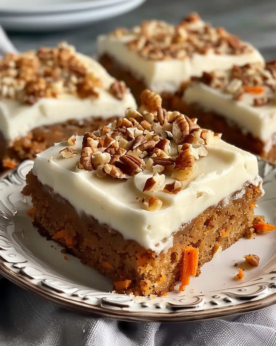 Carrot cake bars baking evenly in pan