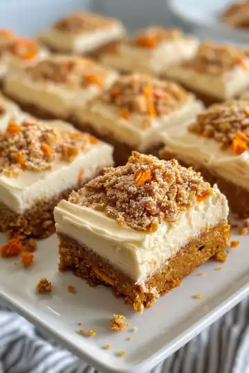 Decadent Carrot Cake Bars with Cream Cheese Frosting taken with iphone 15 pro max --iw 2 --ar 4:5 --v 6.0 --raw