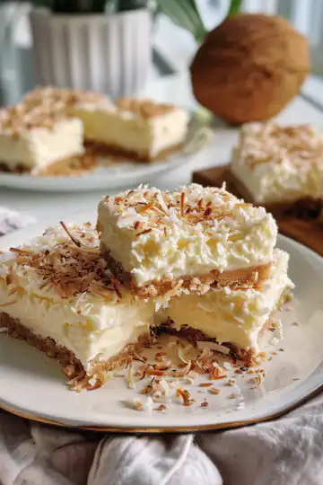 Decadent Coconut Cream Bars taken with iphone 15 pro max --iw 2 --ar 4:5 --v 6.0 --raw
