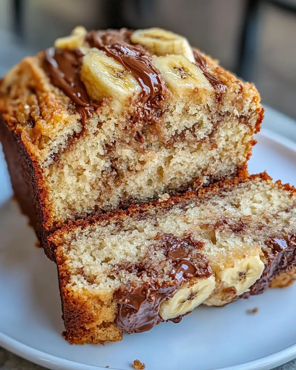Ingredients for Nutella swirl banana bread including ripe bananas and flour
