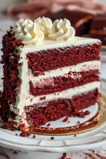 Decadent Red Velvet Cheesecake Layer Cake Recipe taken with iphone 15 pro max --iw 2 --ar 4:5 --v 6.0 --raw