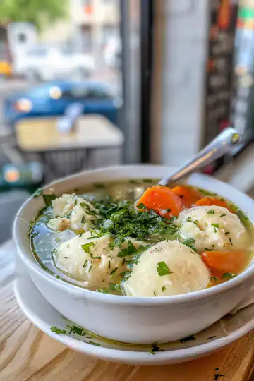 Dense matzo ball soup taken with iphone 15 pro max --iw 2 --ar 4:5 --v 6.0 --raw