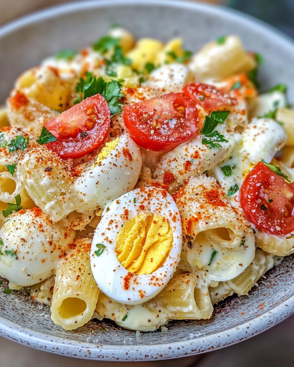 Final presentation of pasta salad