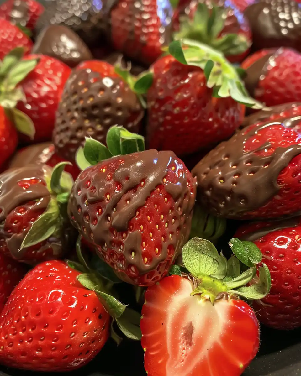 Close-up of deviled strawberries filled with cheesecake mixture and topped with graham cracker crumbs