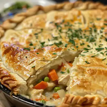 Double crust chicken pot pie taken with iphone 15 pro max --iw 2 --ar 4:5 --v 6.0 --raw