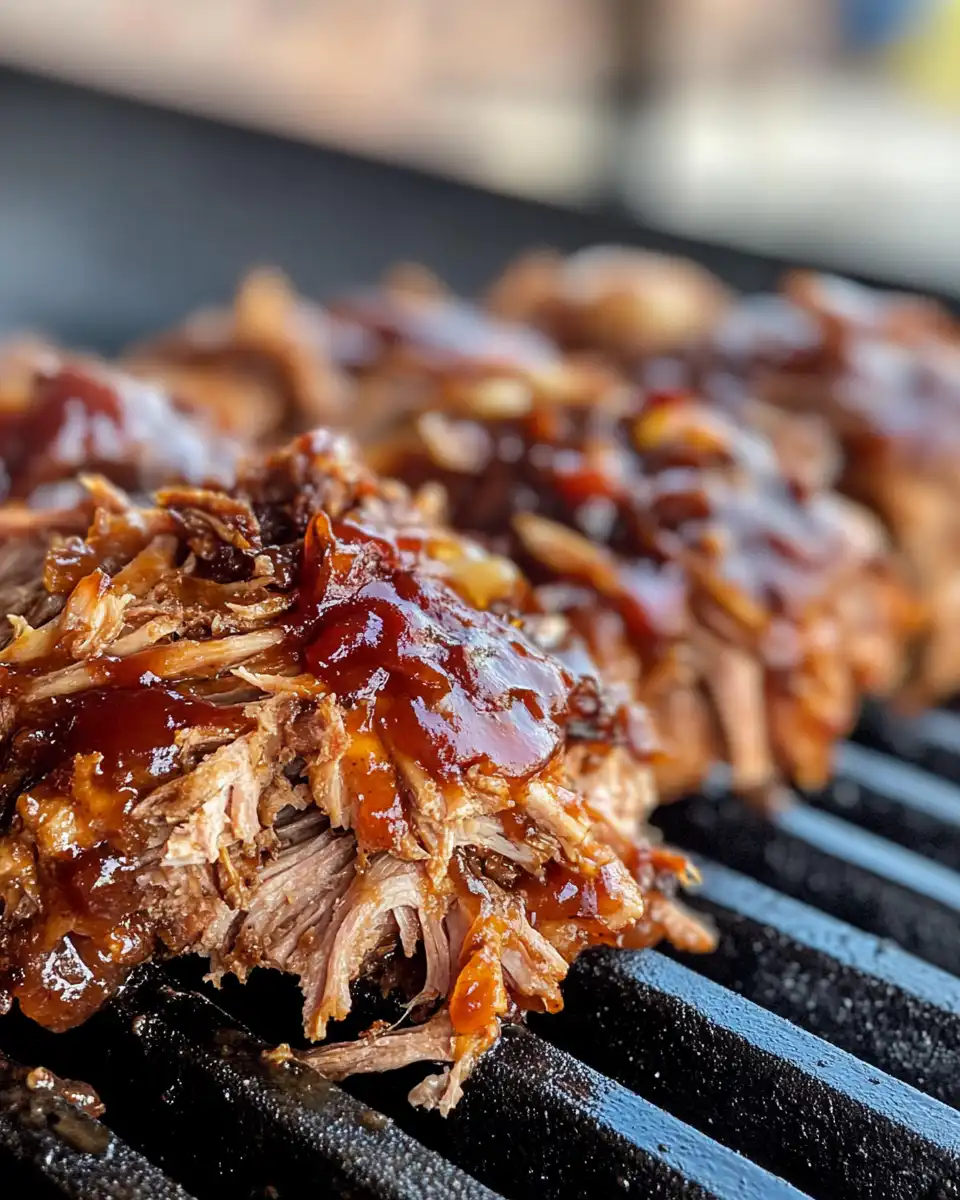 Serving sliced pulled pork on a platter