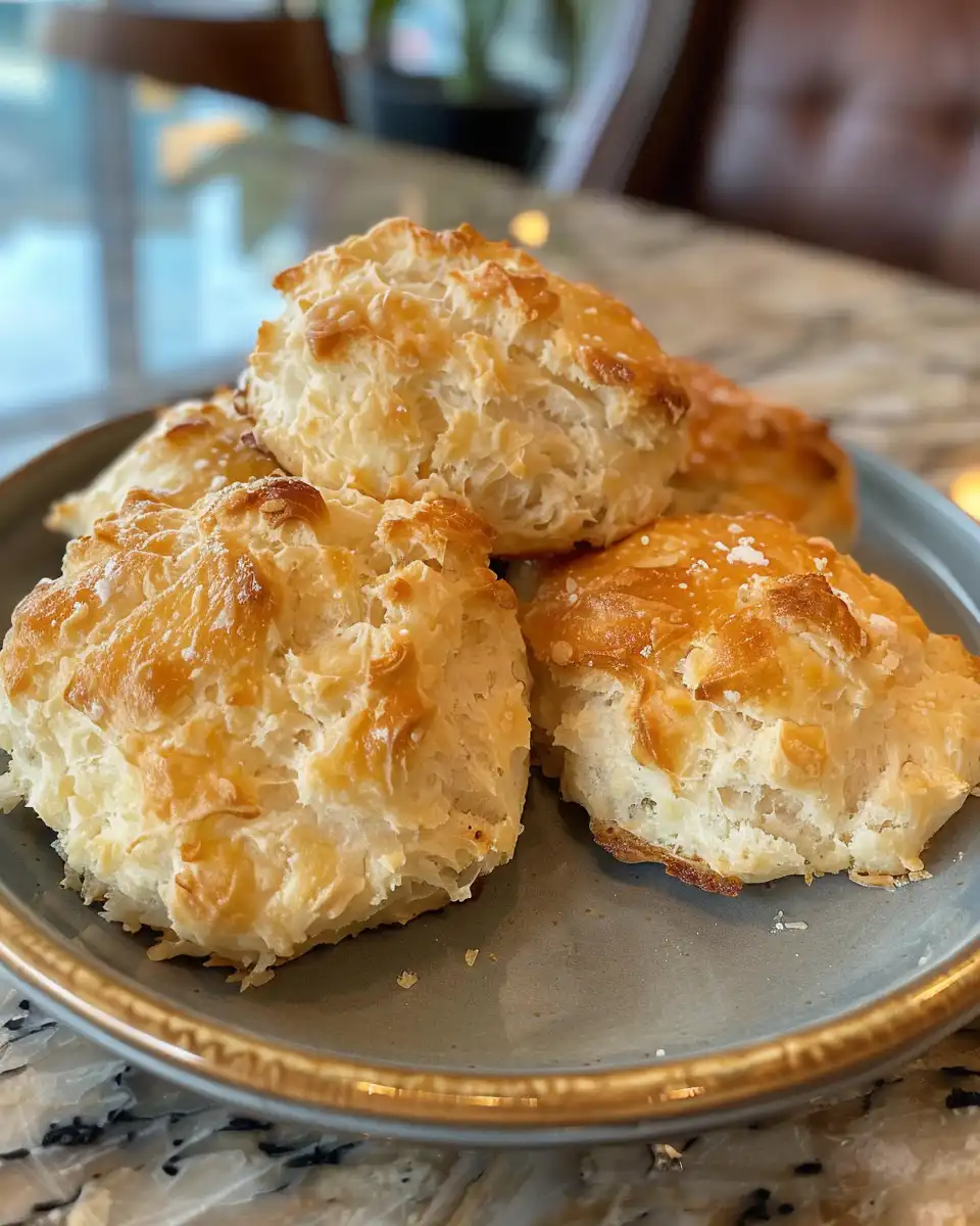Close-up of a split drop biscuit showing soft interior