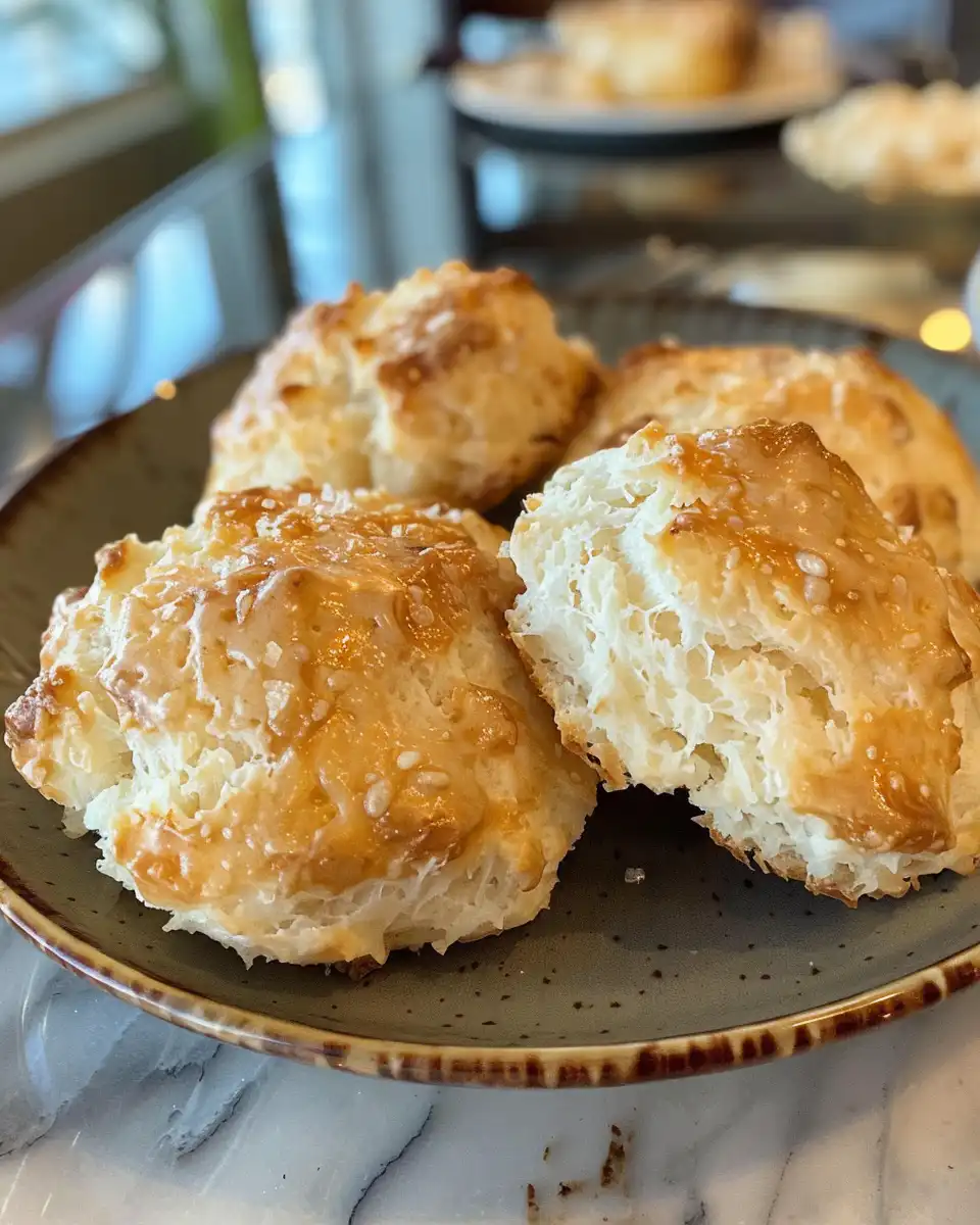 Freshly baked drop biscuits with golden crust