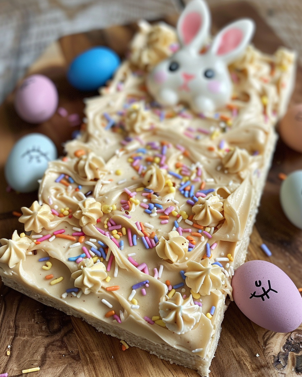 Finished almond bark treat with colorful candies served on plate