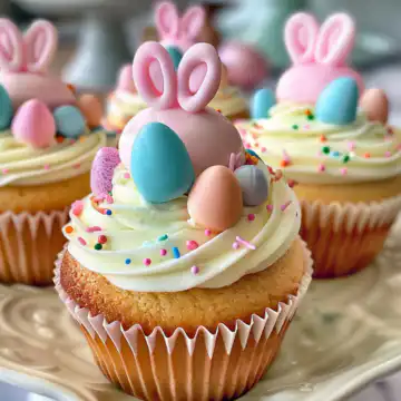 Easter Bunny Egg Cupcakes: A Colorful Homemade Treat taken with iphone 15 pro max --iw 2 --ar 4:5 --v 6.0 --raw