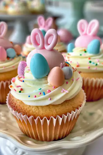 Easter Bunny Egg Cupcakes: A Colorful Homemade Treat taken with iphone 15 pro max --iw 2 --ar 4:5 --v 6.0 --raw