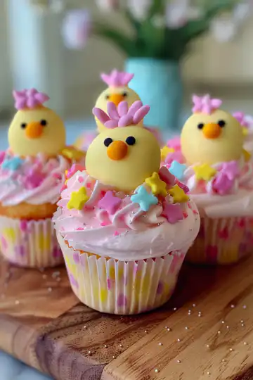 Easter Chicks Cupcakes taken with iphone 15 pro max --iw 2 --ar 4:5 --v 6.0 --raw