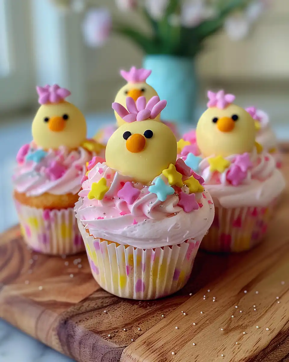 Easter chick cupcakes fresh from the pressure cooker with delicate steam
