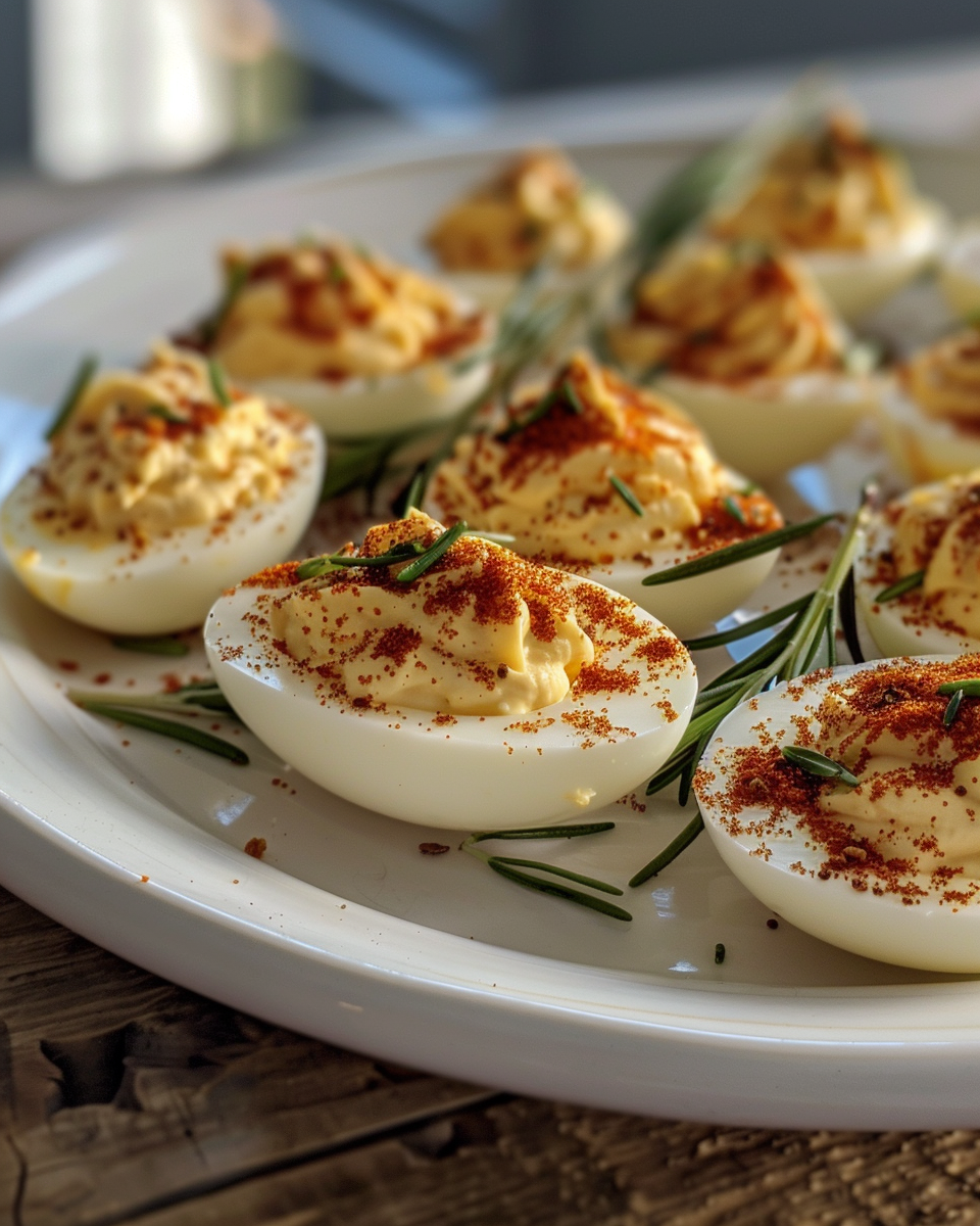 Ingredients laid out for Easter Bunny Deviled Eggs including eggs, mayo, and veggies