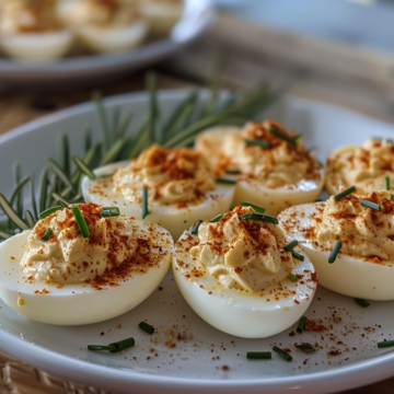 Easter deviled eggs taken with iphone 15 pro max --iw 2 --ar 4:5 --v 6.0 --raw