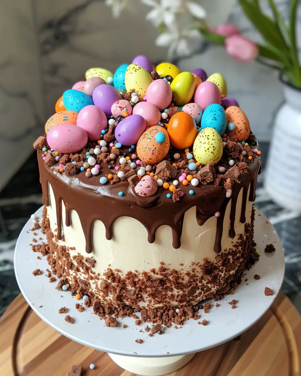 Final Easter Dirt Cake dessert served with pastel M&Ms and PEEP marshmallows
