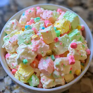 Easter Fluff Salad taken with iphone 15 pro max --iw 2 --ar 4:5 --v 6.0 --raw