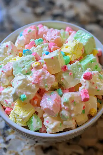 Easter Fluff Salad taken with iphone 15 pro max --iw 2 --ar 4:5 --v 6.0 --raw