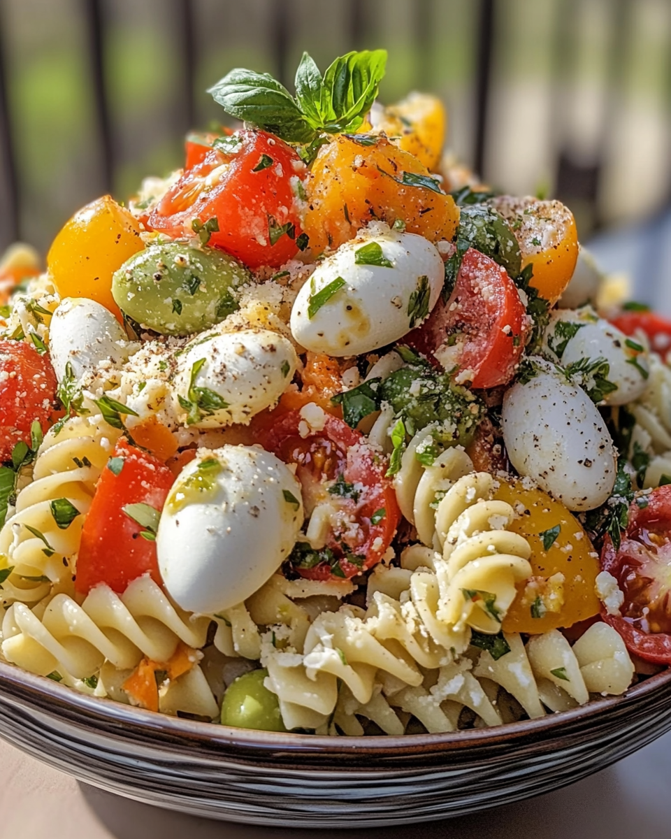 Fresh ingredients for pasta salad